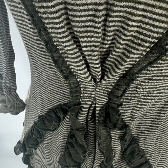 Guinevere Womens Ruffle Trim Striped Cardigan Sweater Jacket Size S - Picture 11 of 16